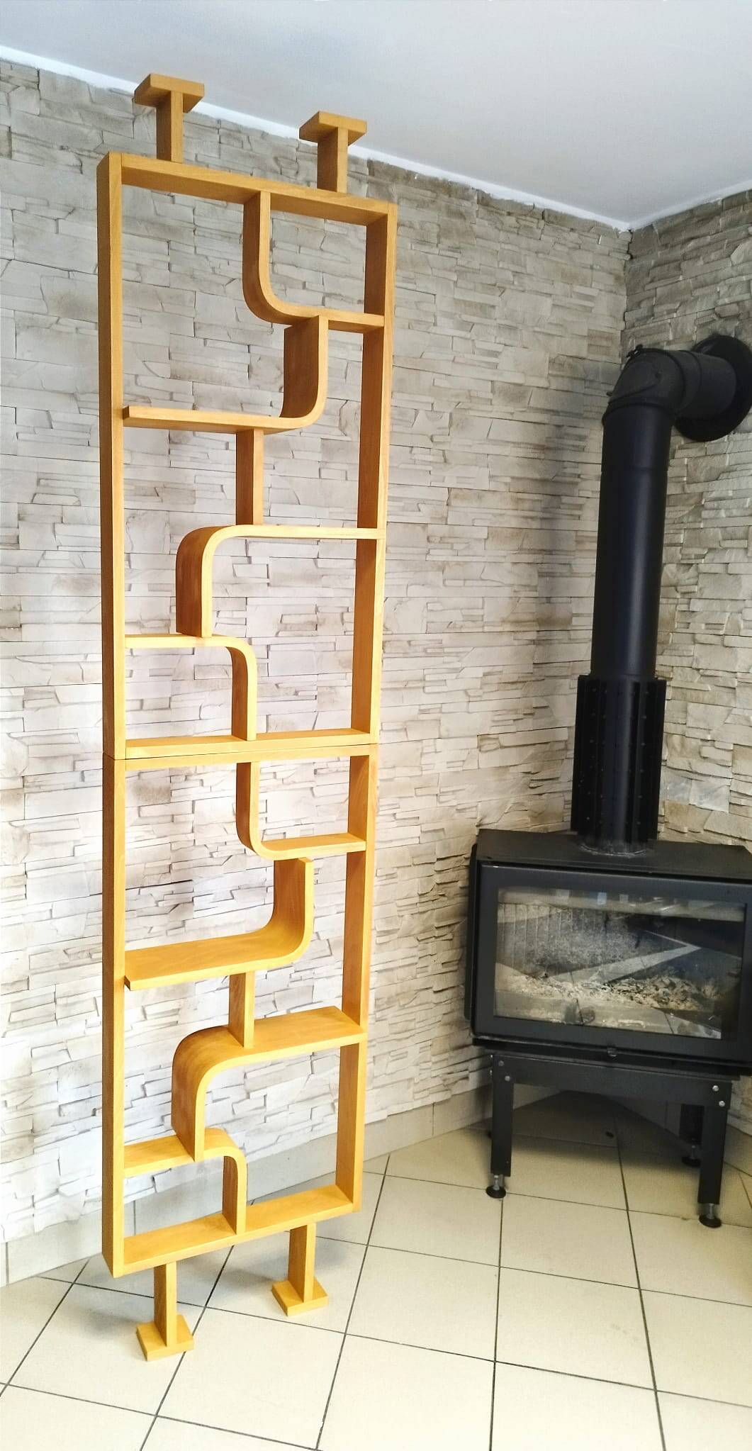 Bent plywood wall, bookcase, flowerbed, Volak by Holesov, 1960s Czechoslovakia