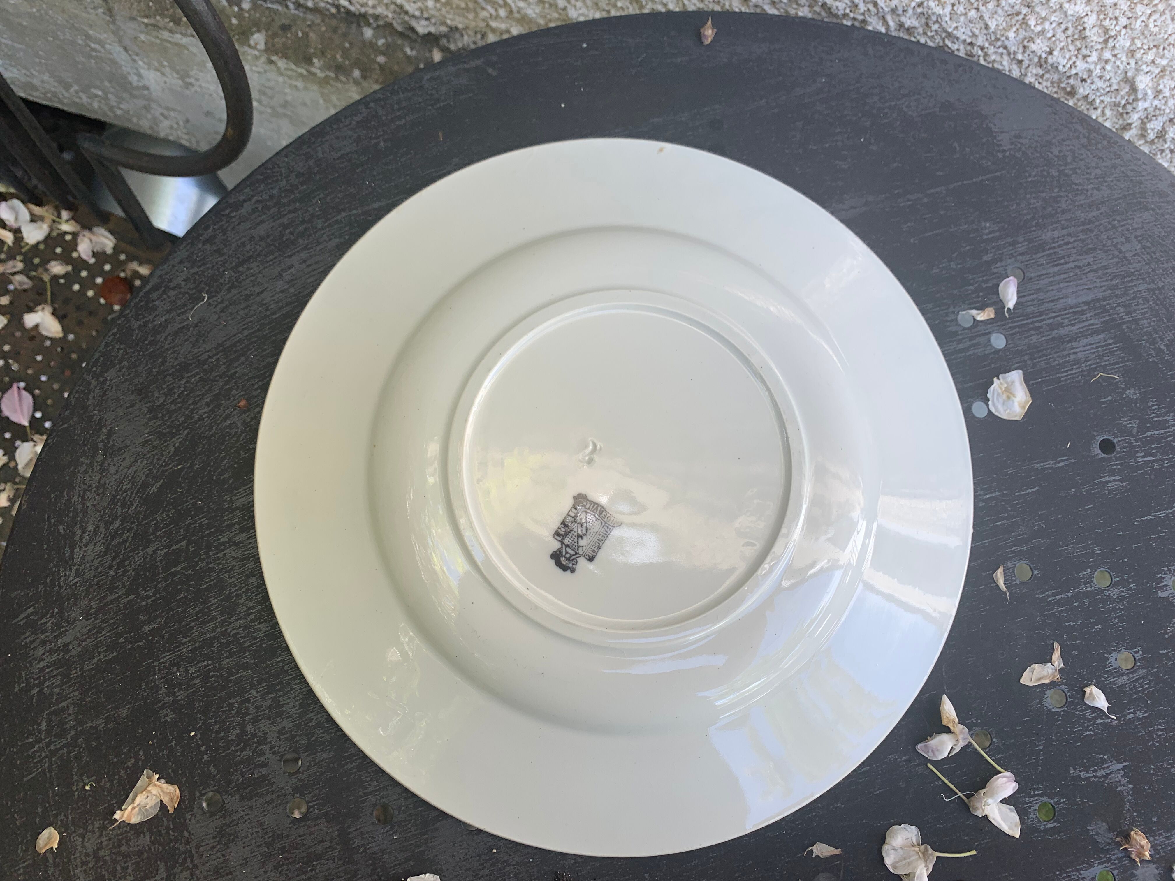 8 flat plates with blue flower pattern earthenware niderviller moselle france art deco