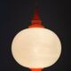 Space Age pendant lamp with milk glass ball and orange accents