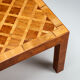 Square Italian coffee table with burl wood and inlaid parquetry top