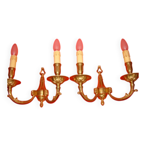 paire d'appliques en - bougeoirs bronze