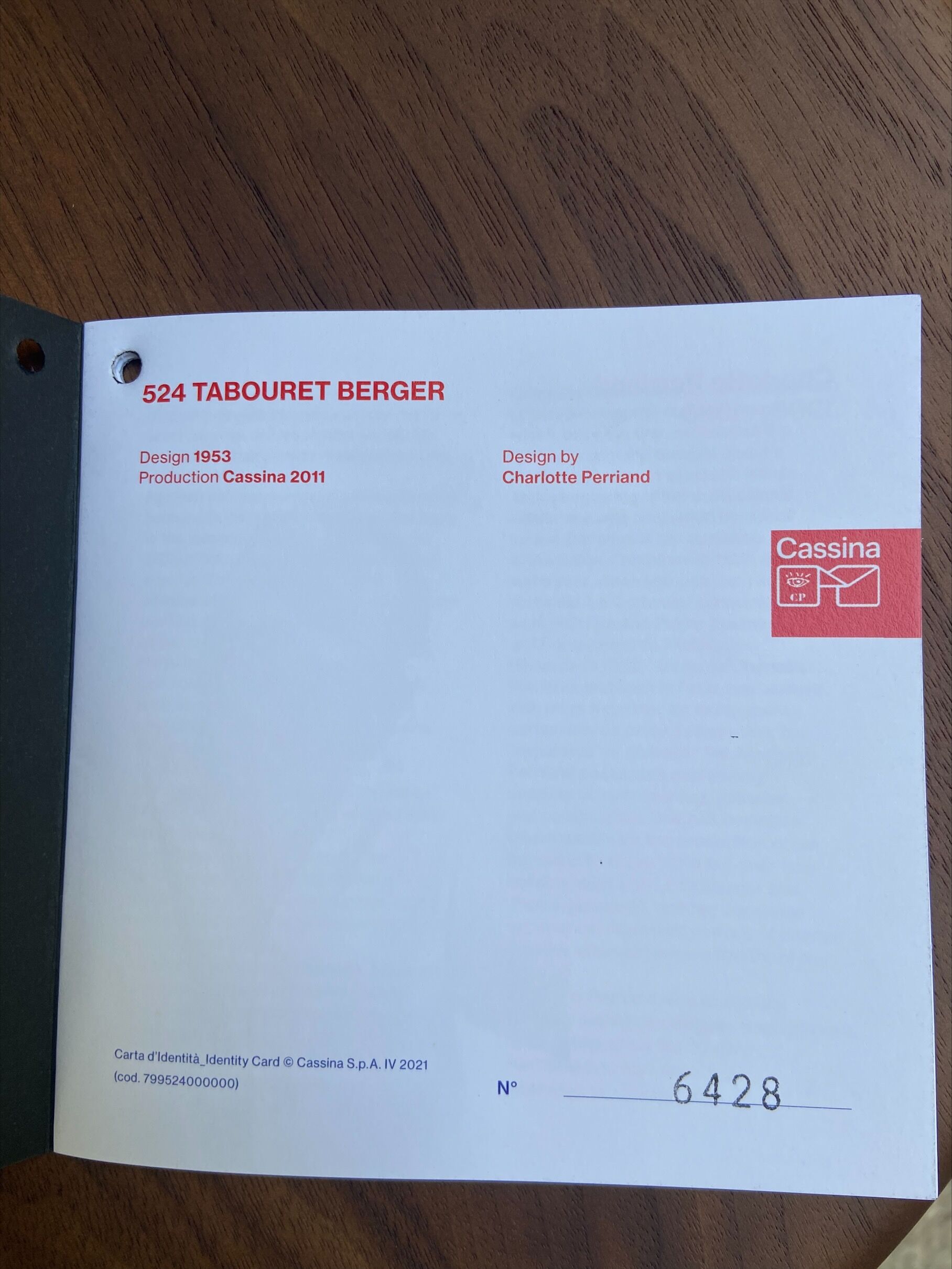 Low shepherd stool by Charlotte Perriand, edition Cassina