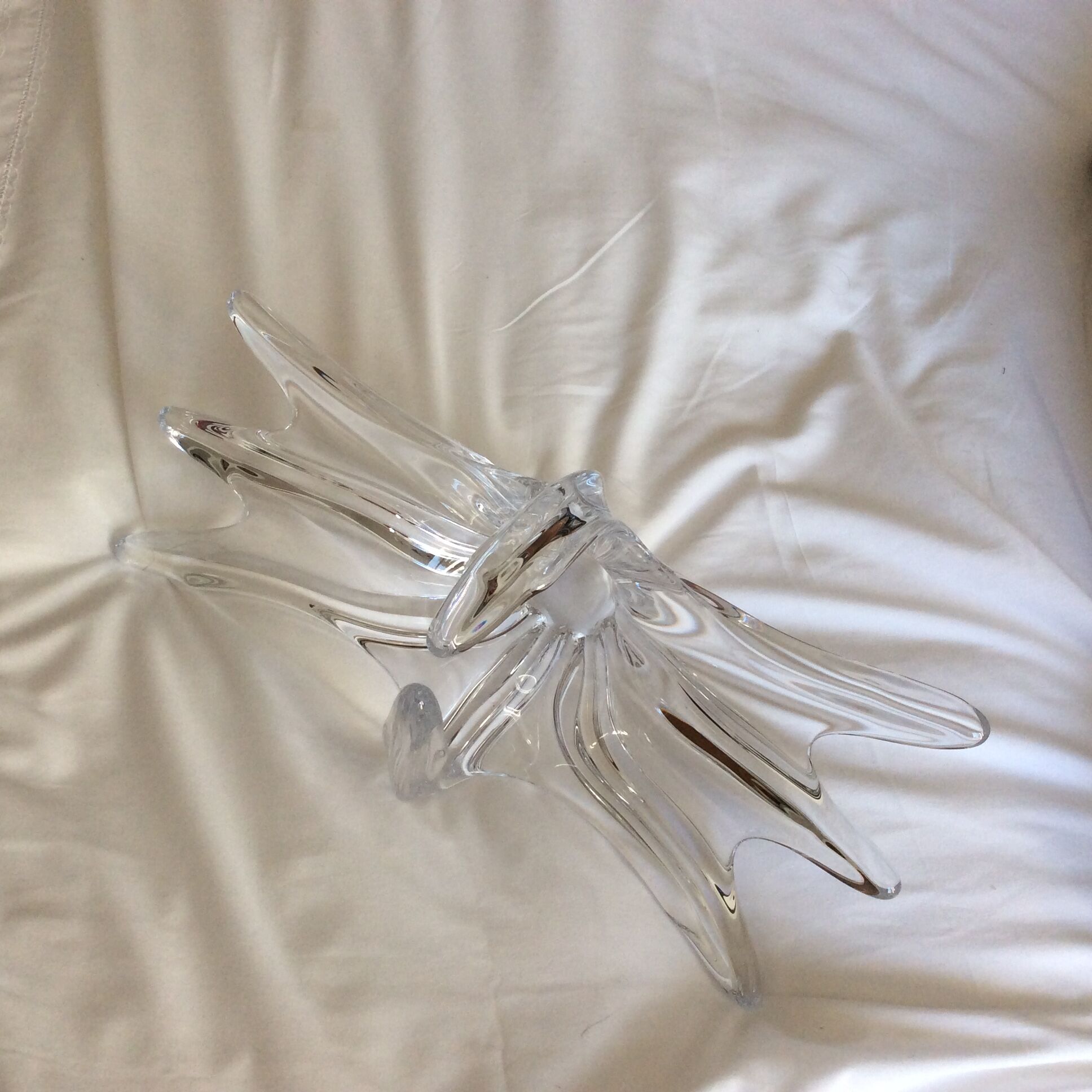 Crystal fruit cup with handles Art Vannes France - vintage