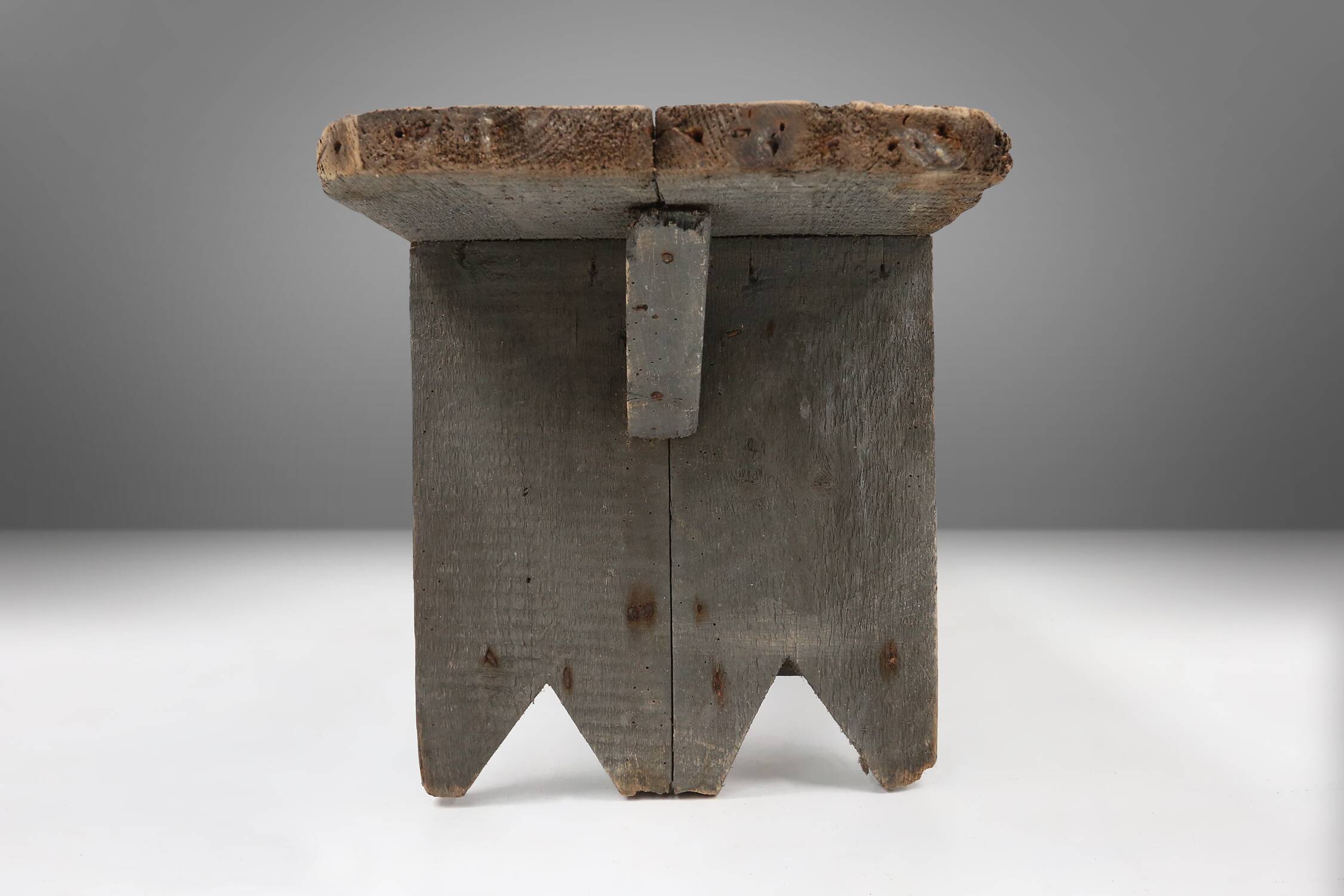 grey wooden bench, France ca 1890