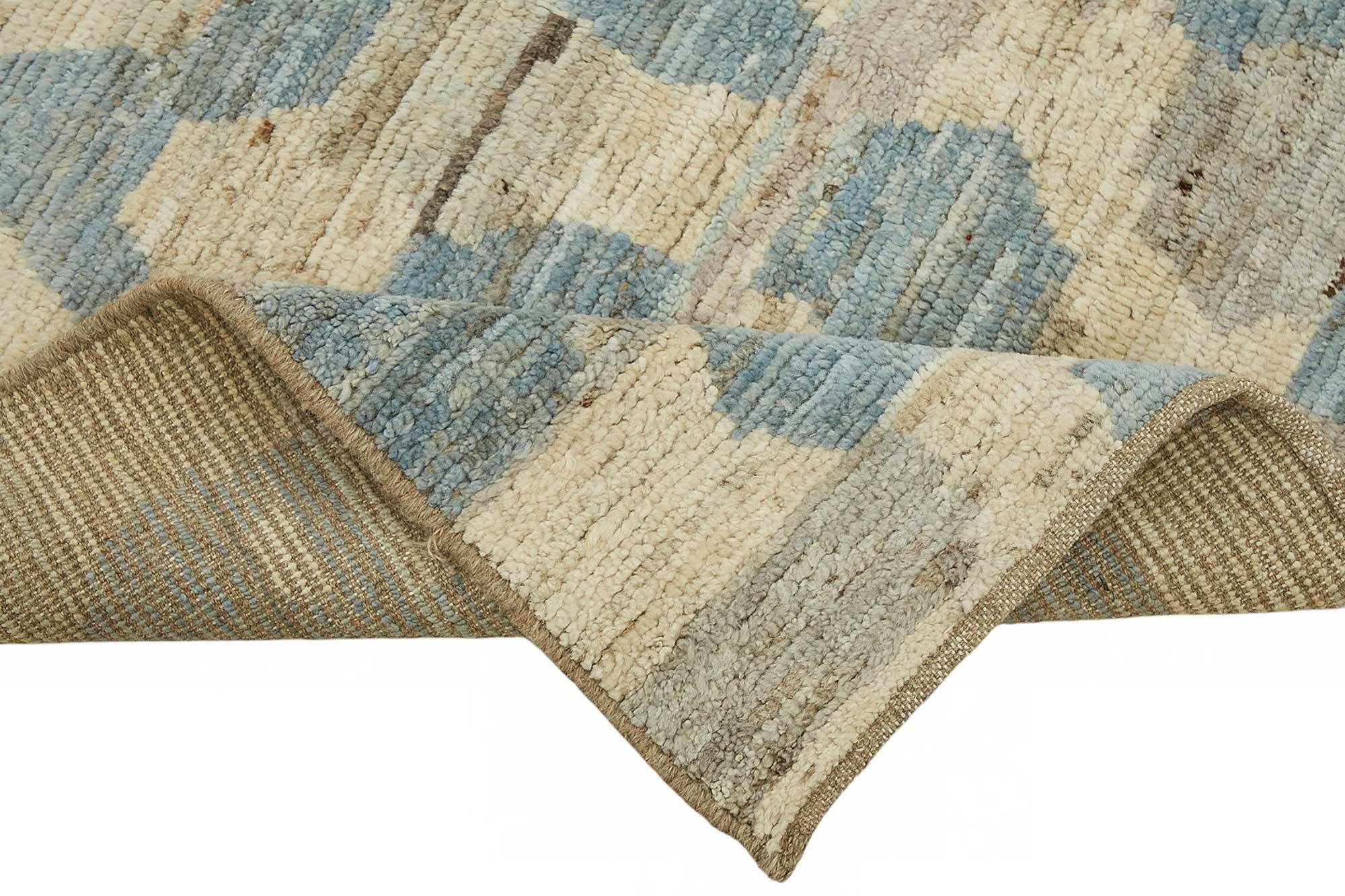 Hand-Knotted Turkish Contemporary 203 cm x 296 cm Beige Wool Carpet