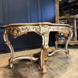 Mid-period table Napoleon III in painted and gilded wood