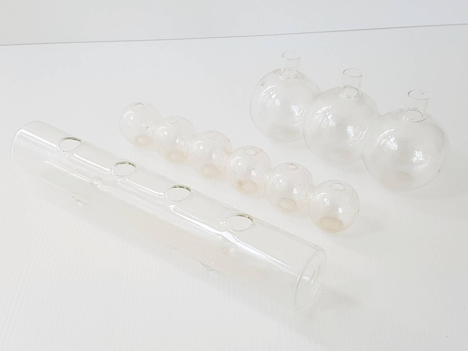 Set of 3 vintage hand-blown glass vases 1970