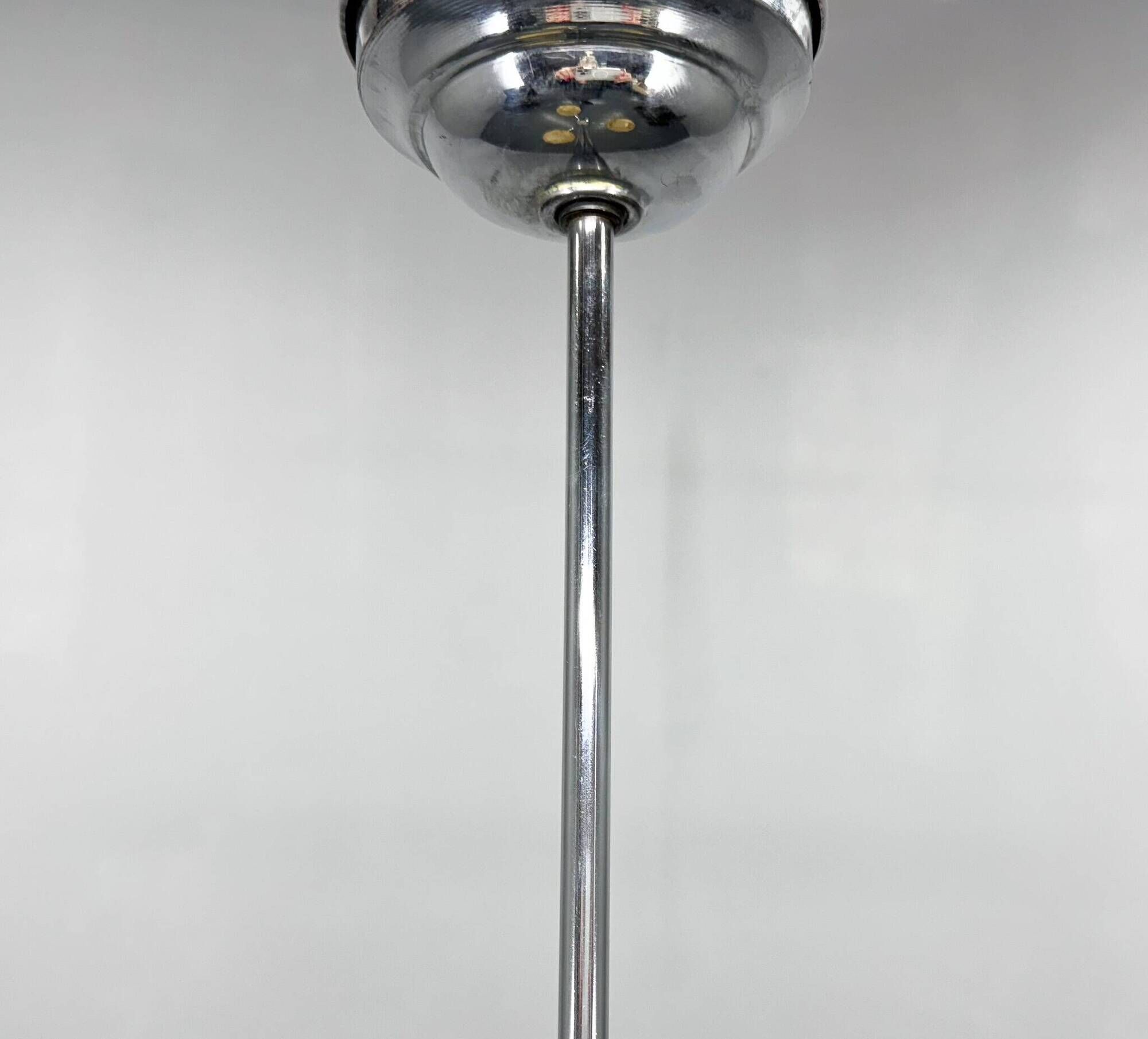 1950s Chrome & Frosted Glass Chandelier