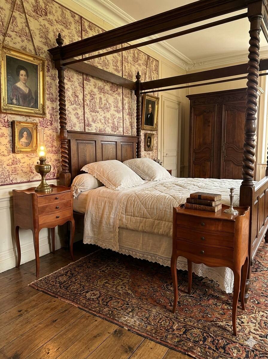 Pair of Louis XV style bedside tables in cherry wood.