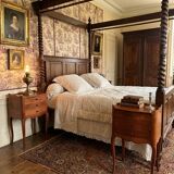 Pair of Louis XV style bedside tables in cherry wood.