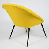 Original vintage armchair Olympia, 1960s, restored, yellow fabric