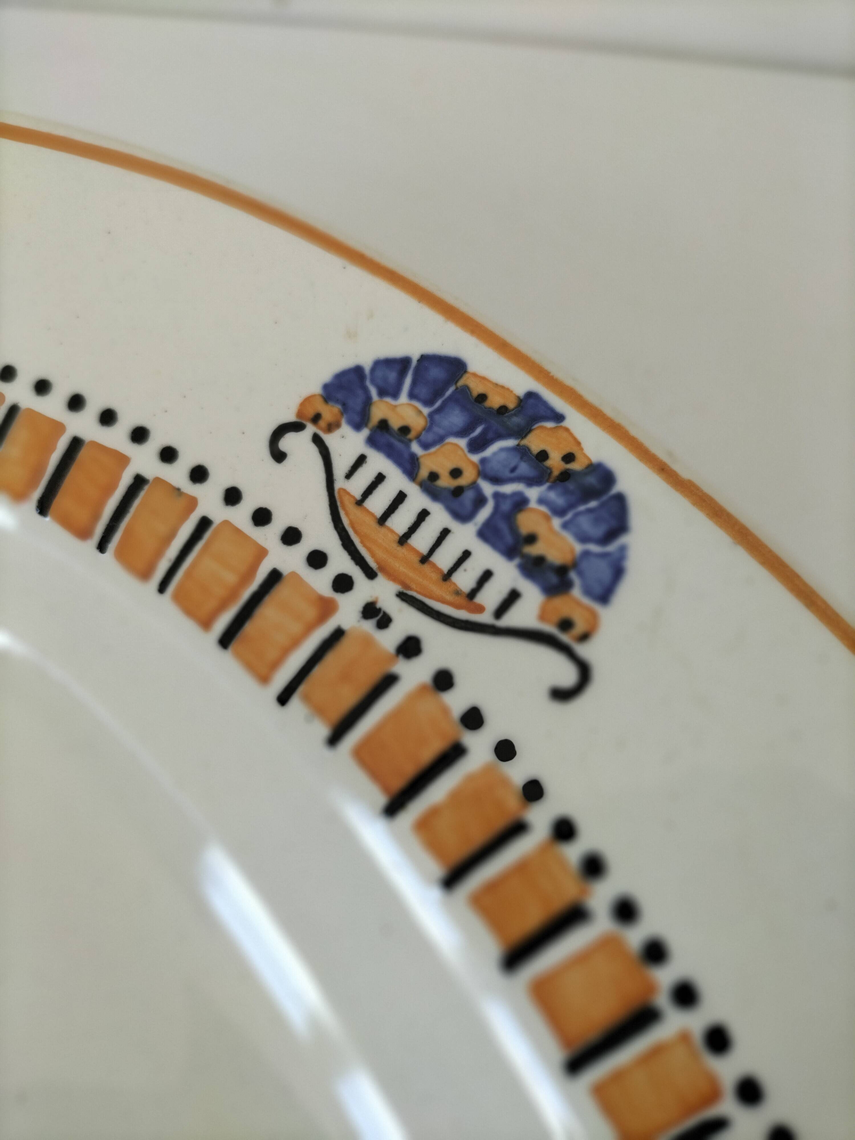 Oval Art Deco plate from Longwy pottery.