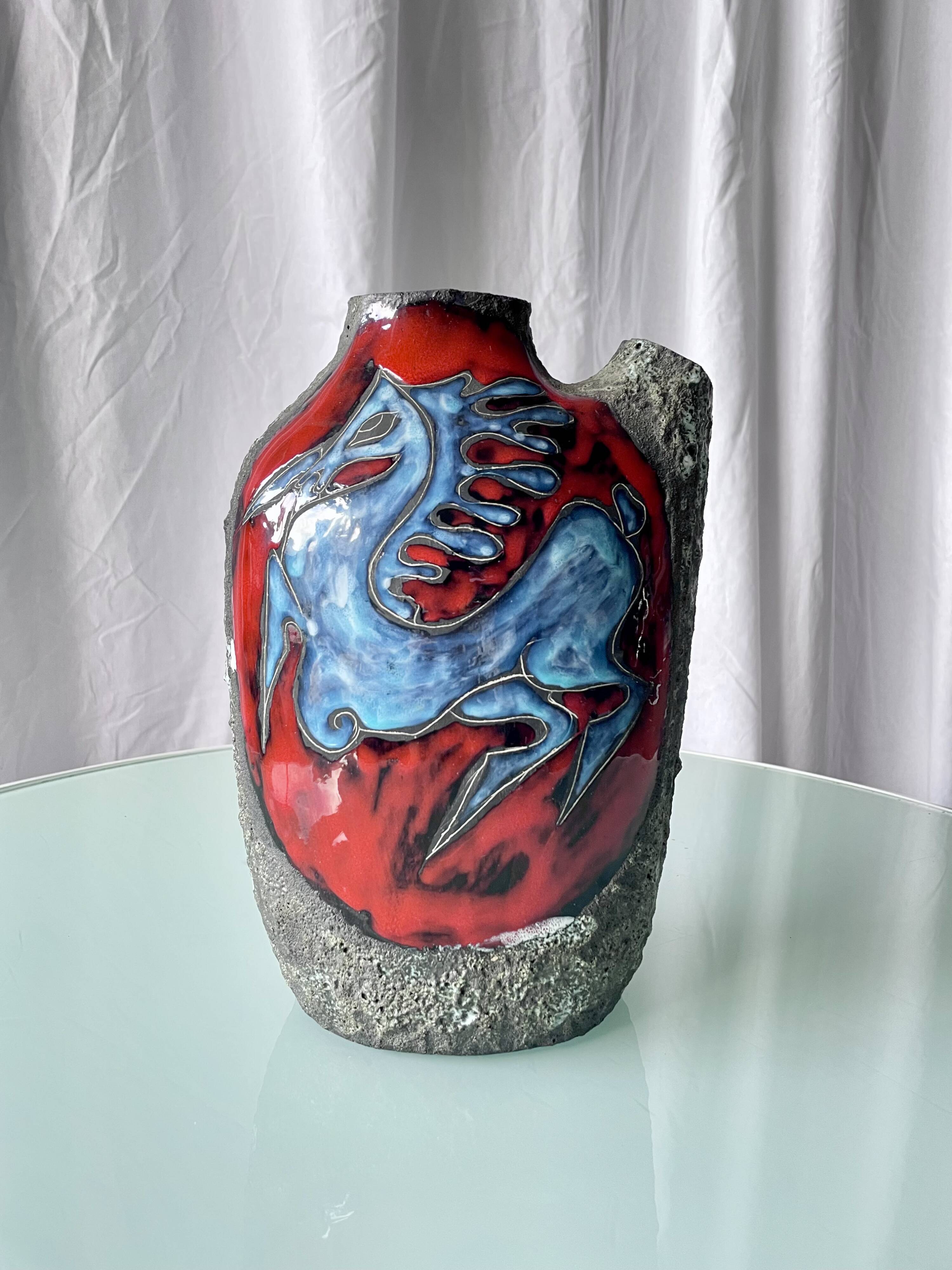 Mid Century Fat Lava 'Pugi' Vase