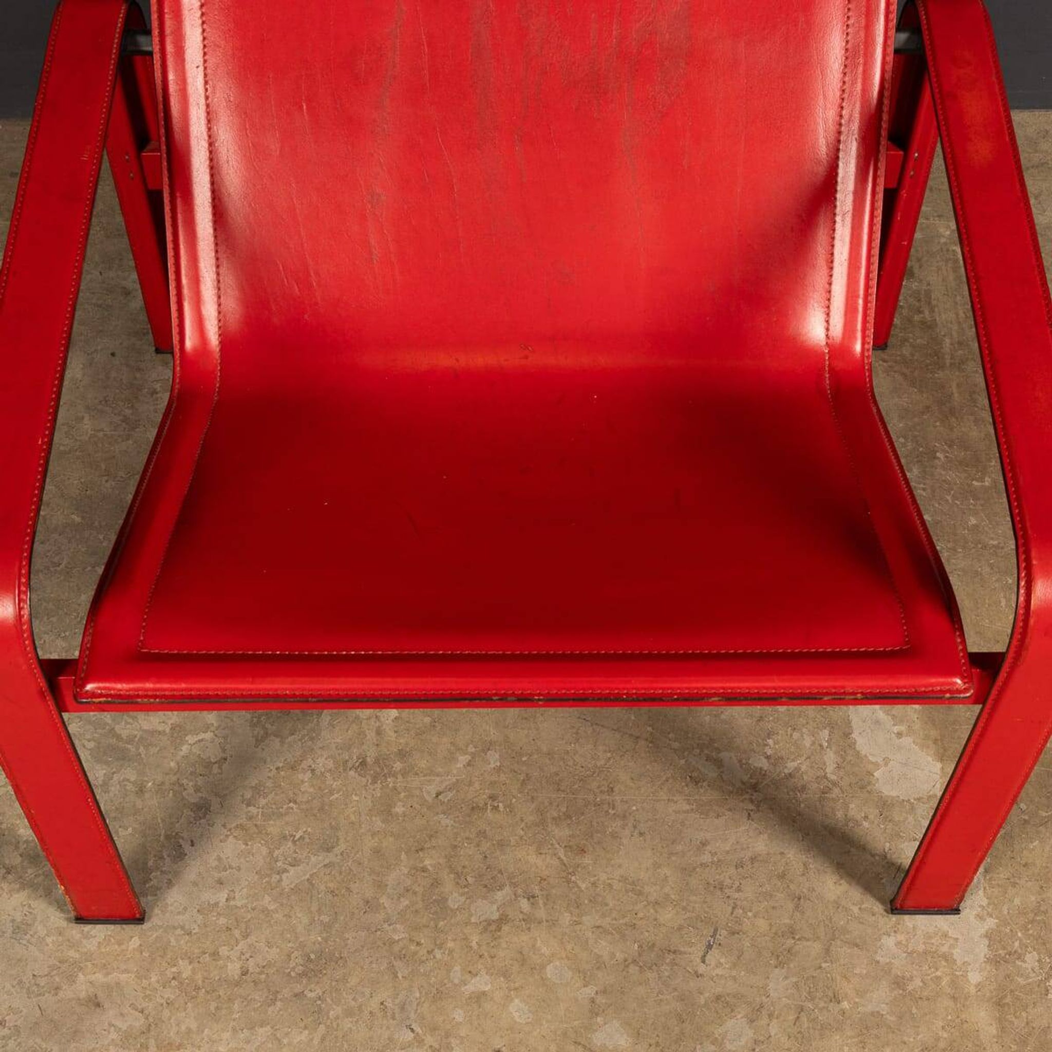 20thC Italian Red Leather Chair By Toussaint & Angeloni For Matteo Grassi