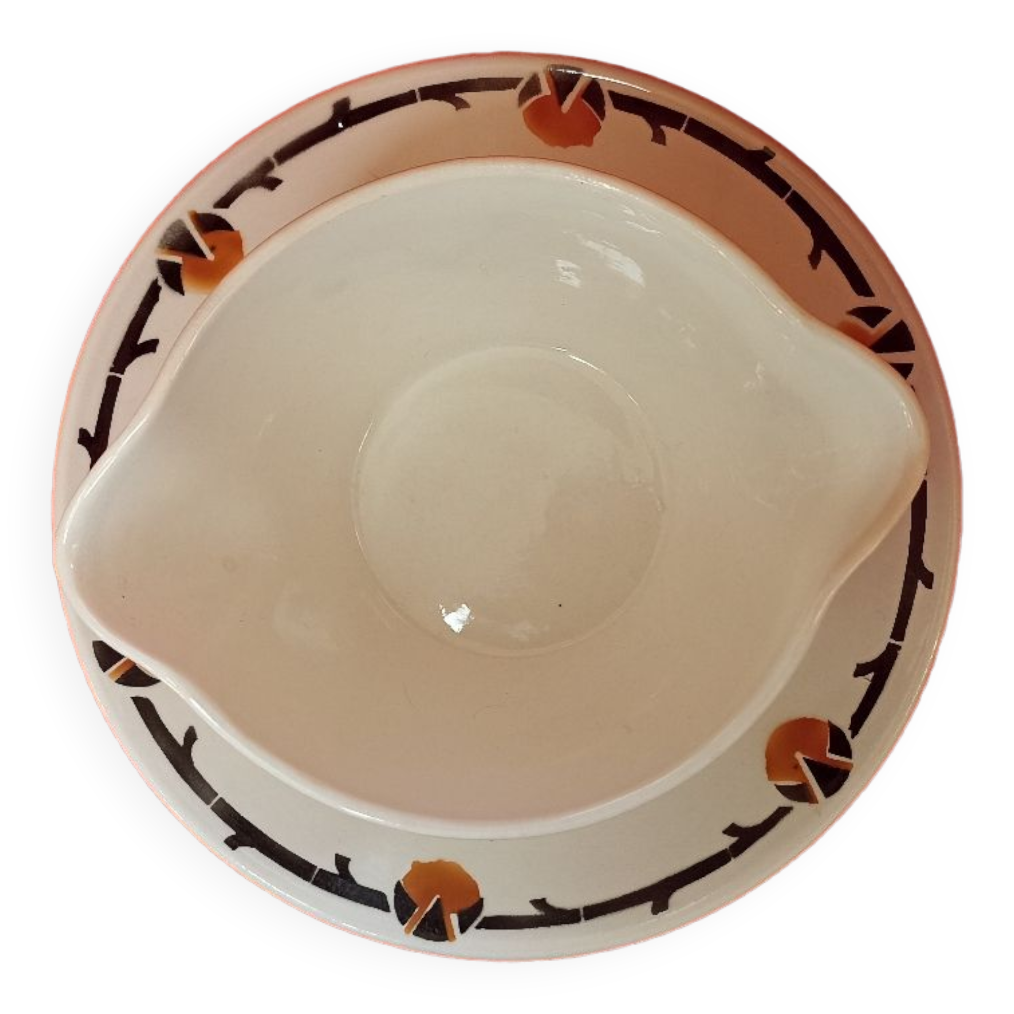 Art deco gravy boat by Fenal Badonviller model Barcarolle