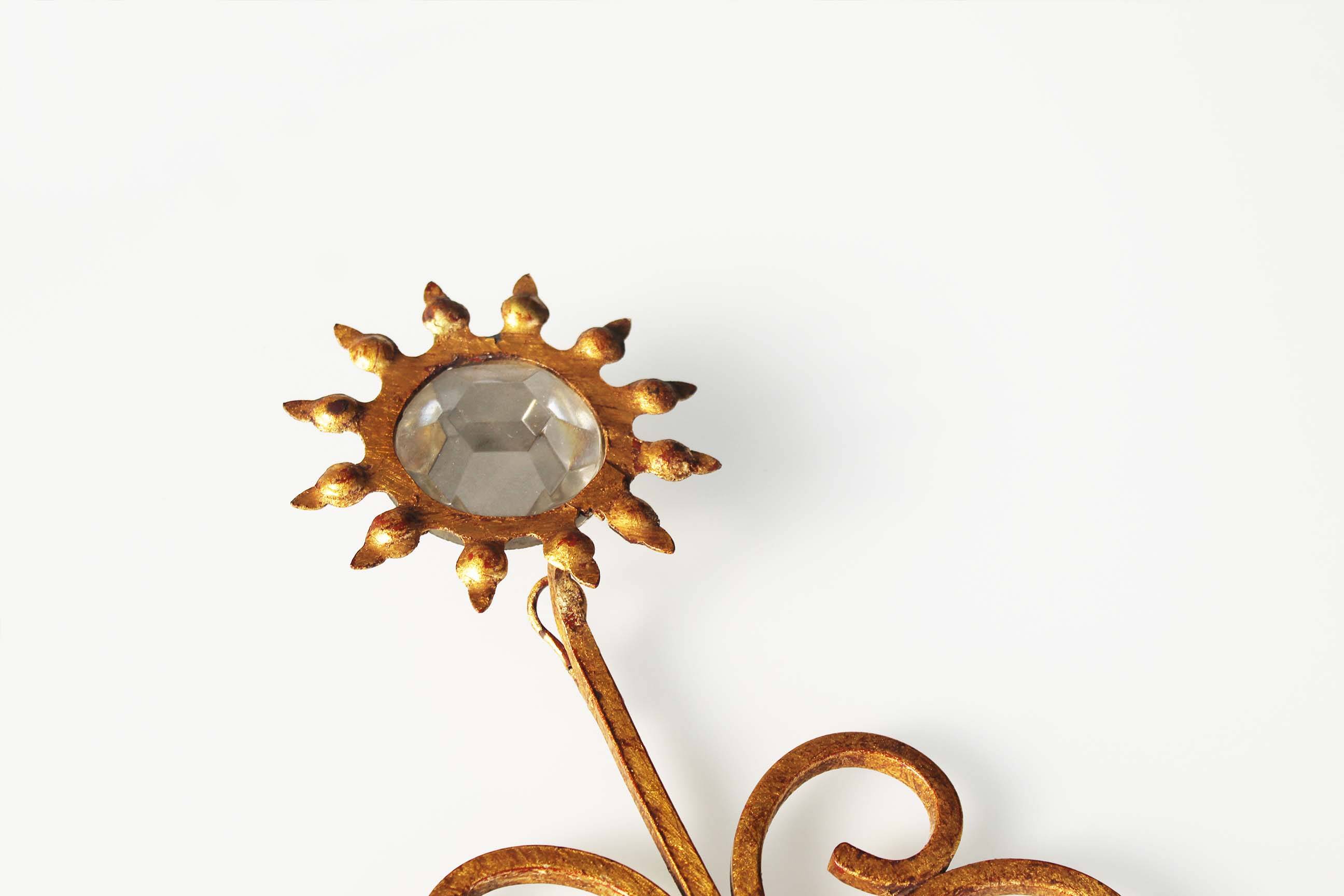 Monumental Bagues style crystal and gilt central sconce by Banci Firenze