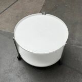 Minimalist Thrill metal coffee table or side table with wheels by Leitmotiv.