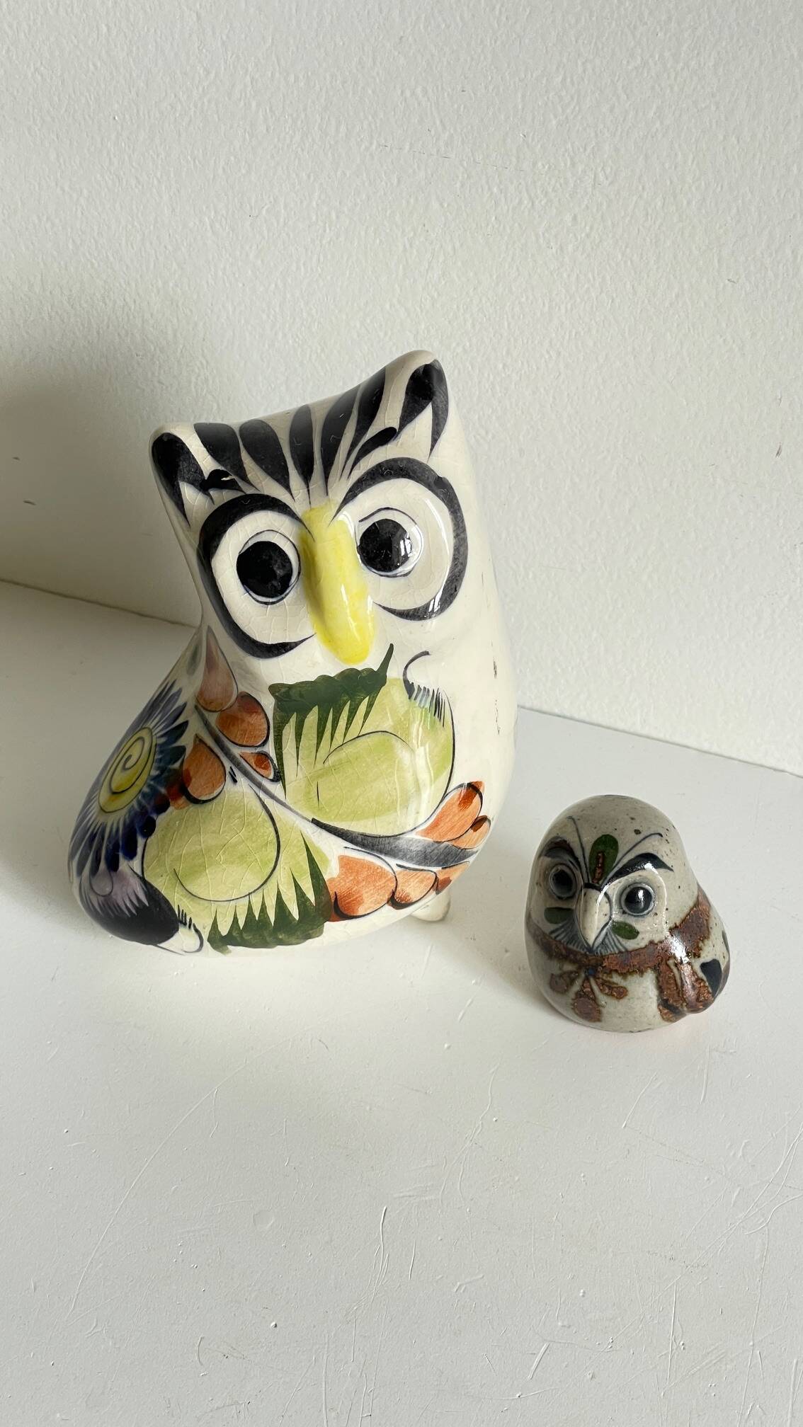 Duo HIBOUX Vintage ARTISANAL Ceramics