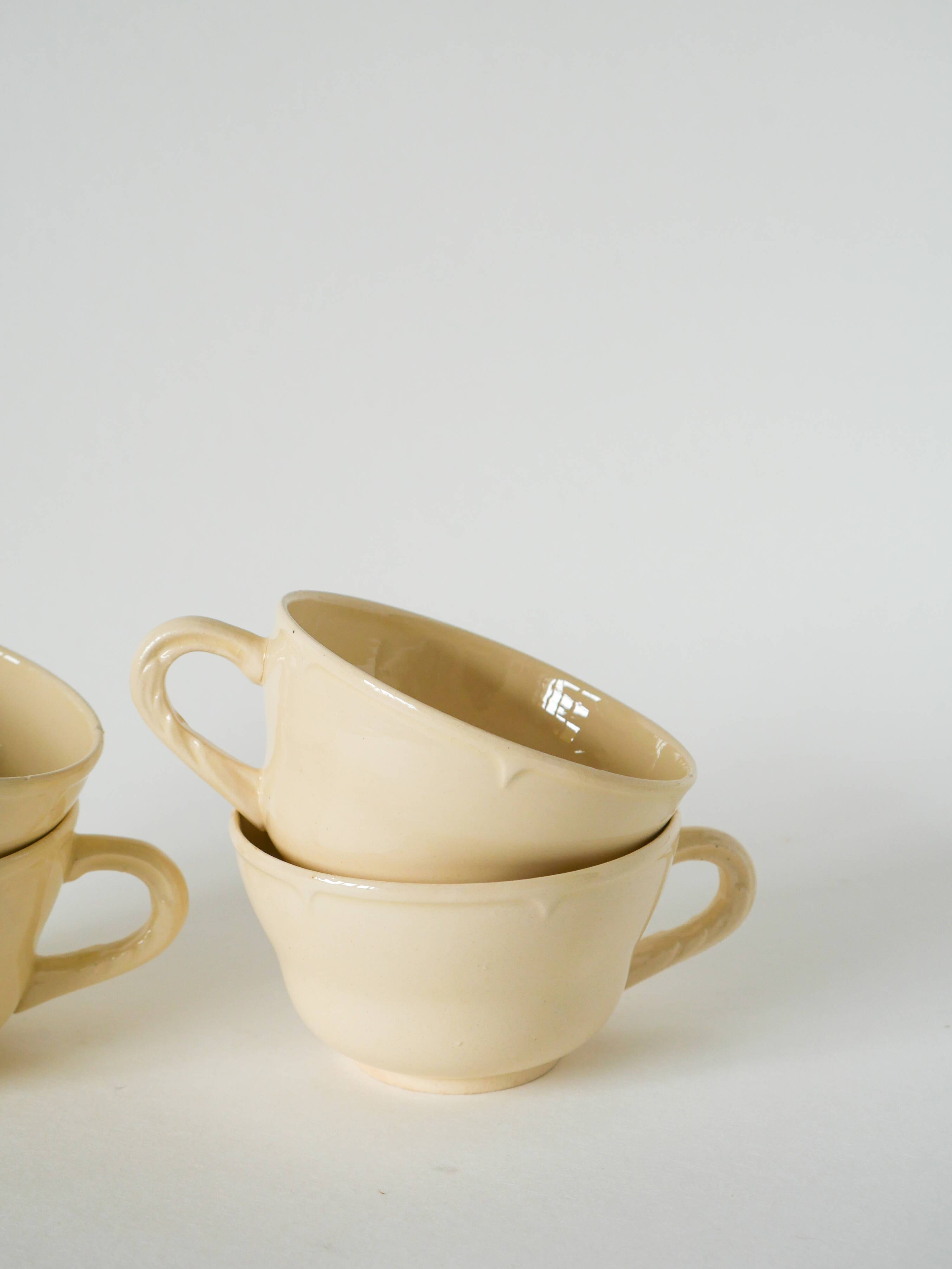 Set of 4 Badonviller coffee cups, Cream, 1960