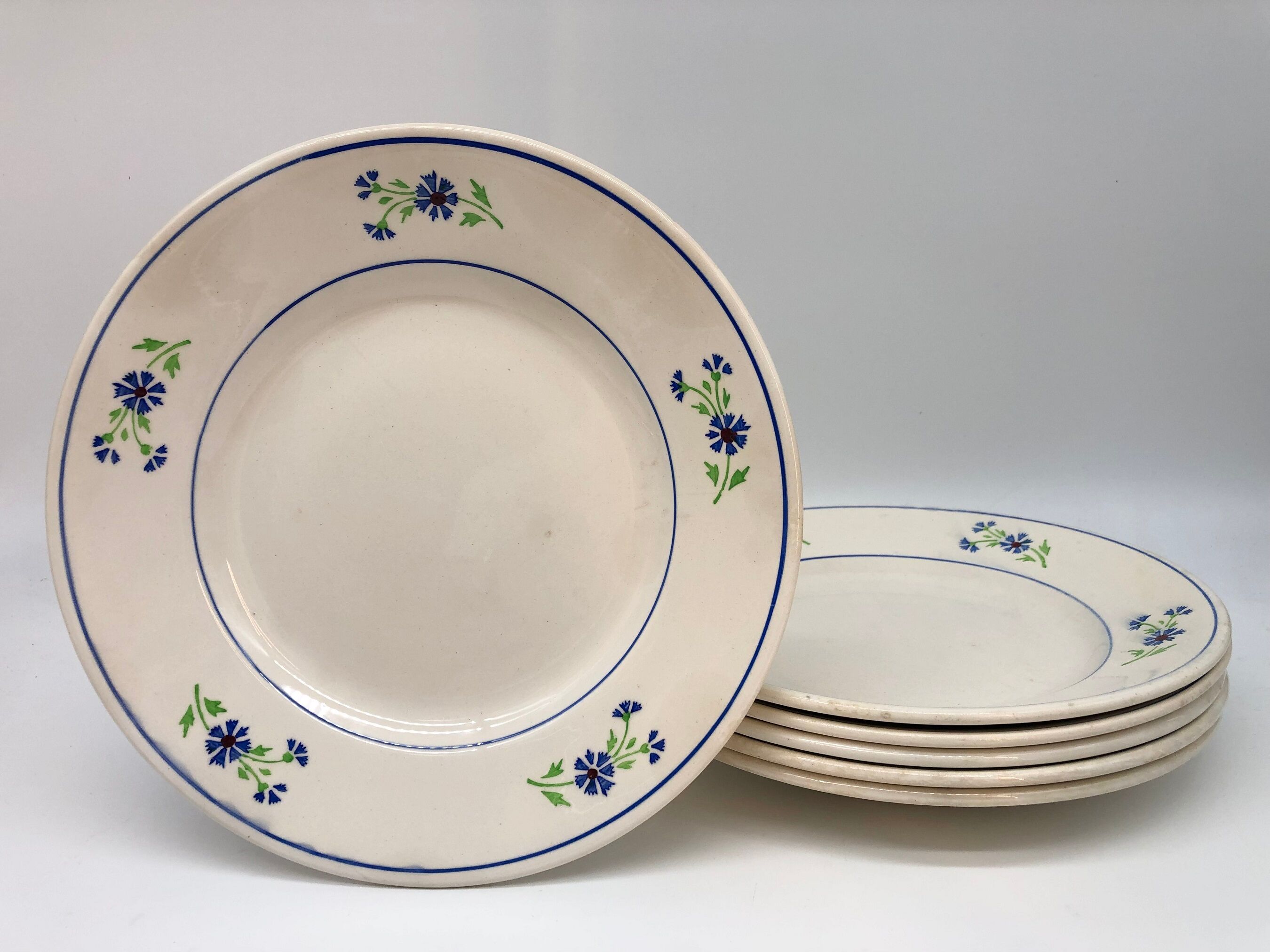 6 plates vintage niderviller model "blueberry"