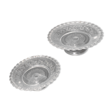 Duo of molded glass display cups, arabesque décor