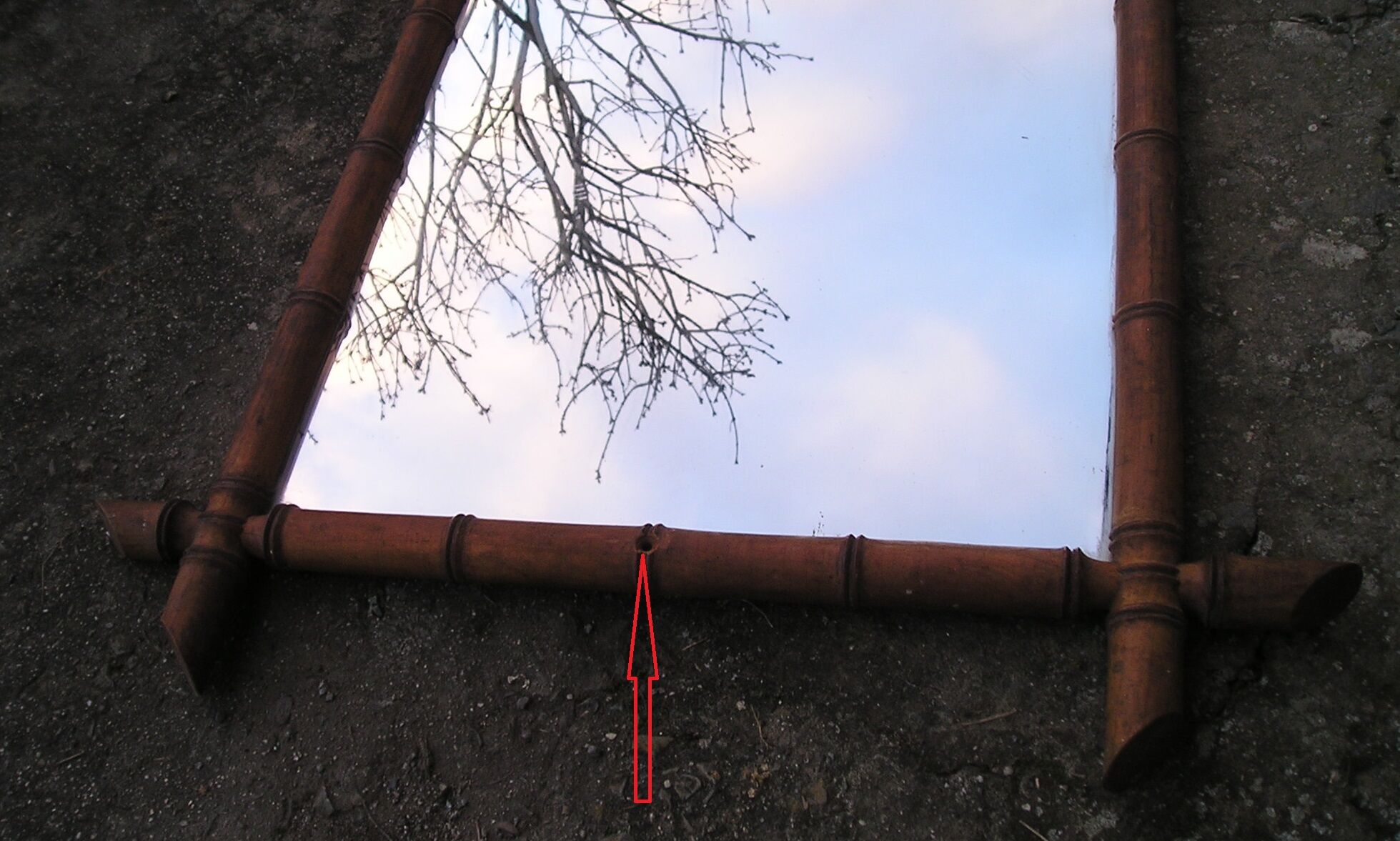 Bamboo mirror early XXth 86x65cm