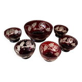 Boheme crystal dessert set comprising a salad bowl and 5 assorted cups