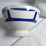 Vintage ironstone bowl from the Badonviller factory in cream and blue.