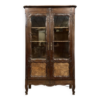 Louis XV style bookcase in oak and magnifying glass circa 1900
