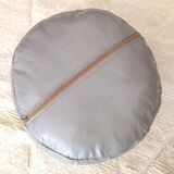 Moroccan pouf in gray leather