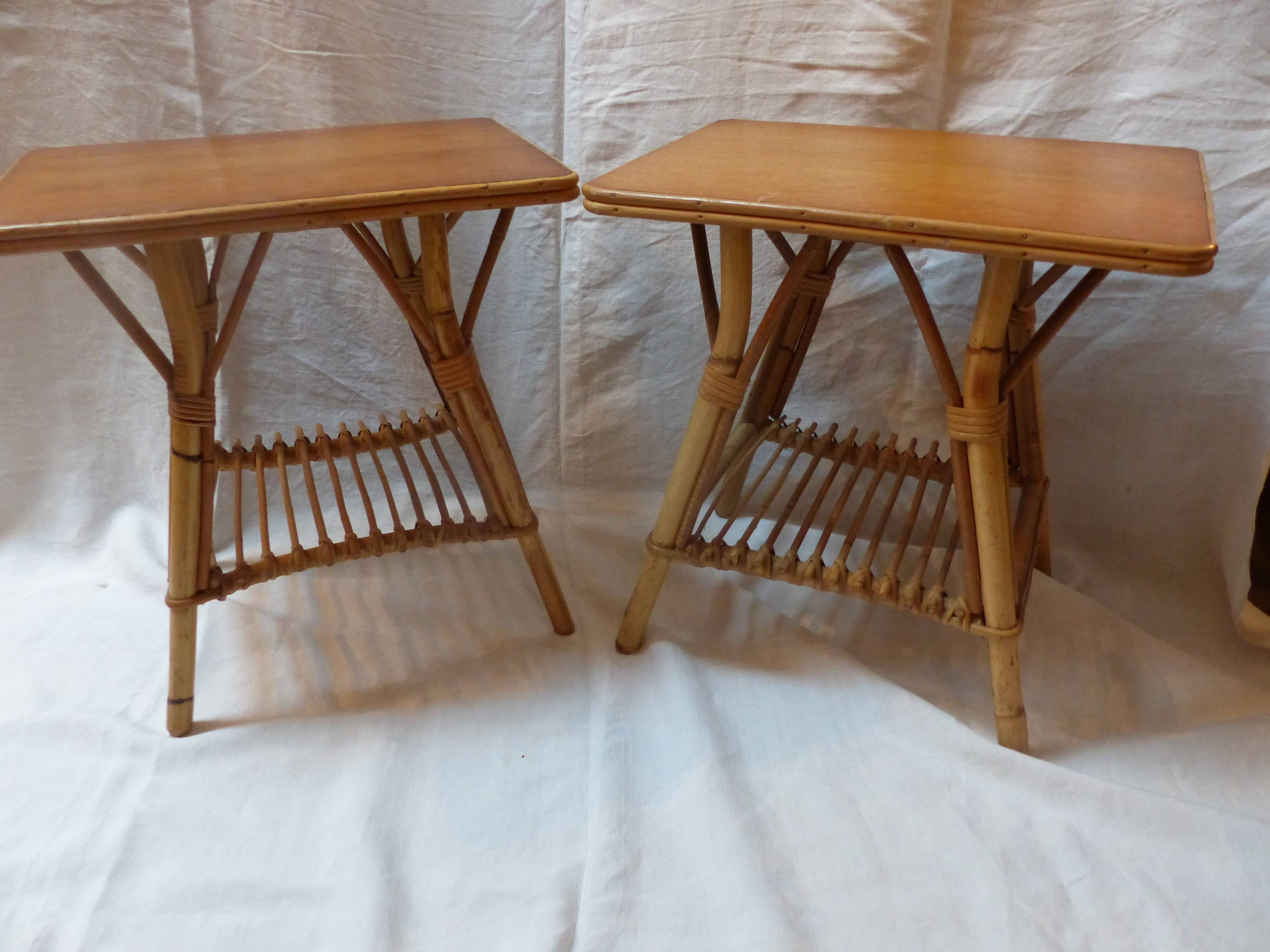 Pair of nightstands in rattan