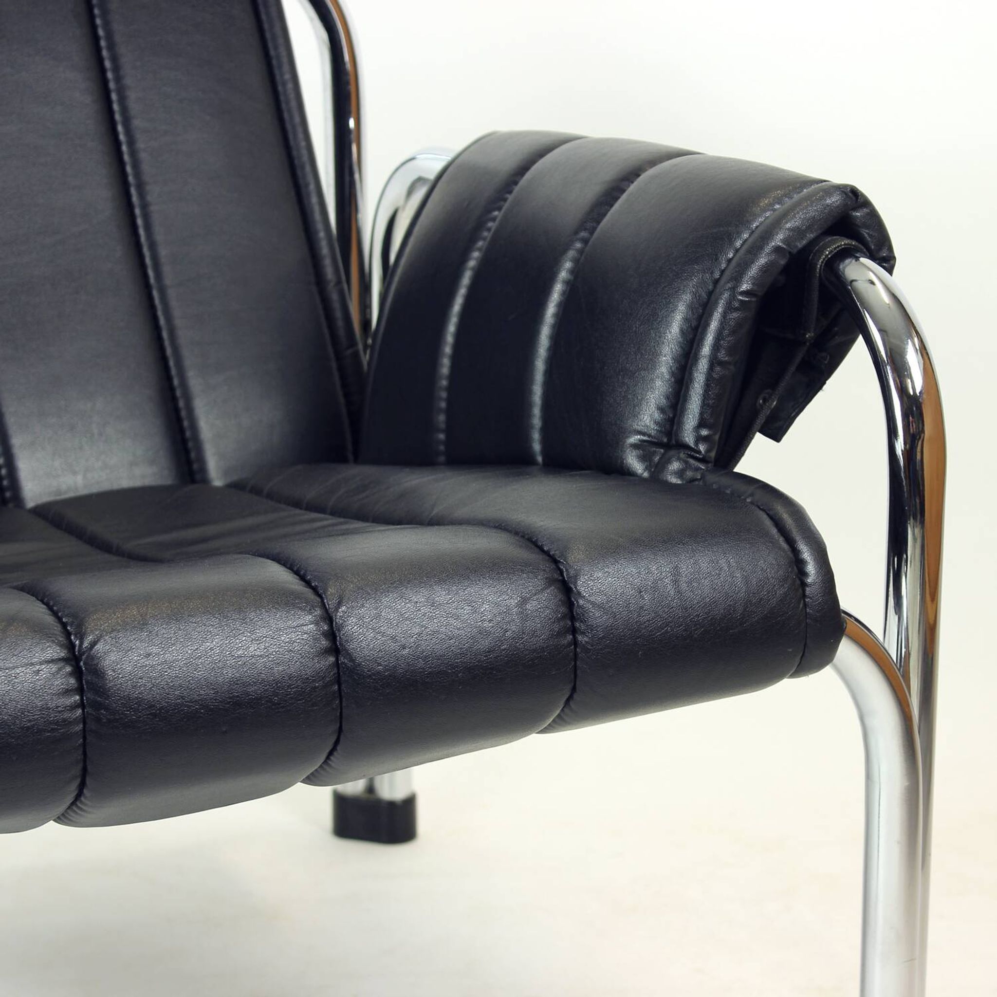 Lounge Chair By Viliam Chlebo In Chrome And Leatherette, Kodreta 1980s