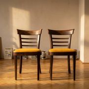 Pair of dining chairs by INTERIER n. p. Praha, wooden dining seating, 1974