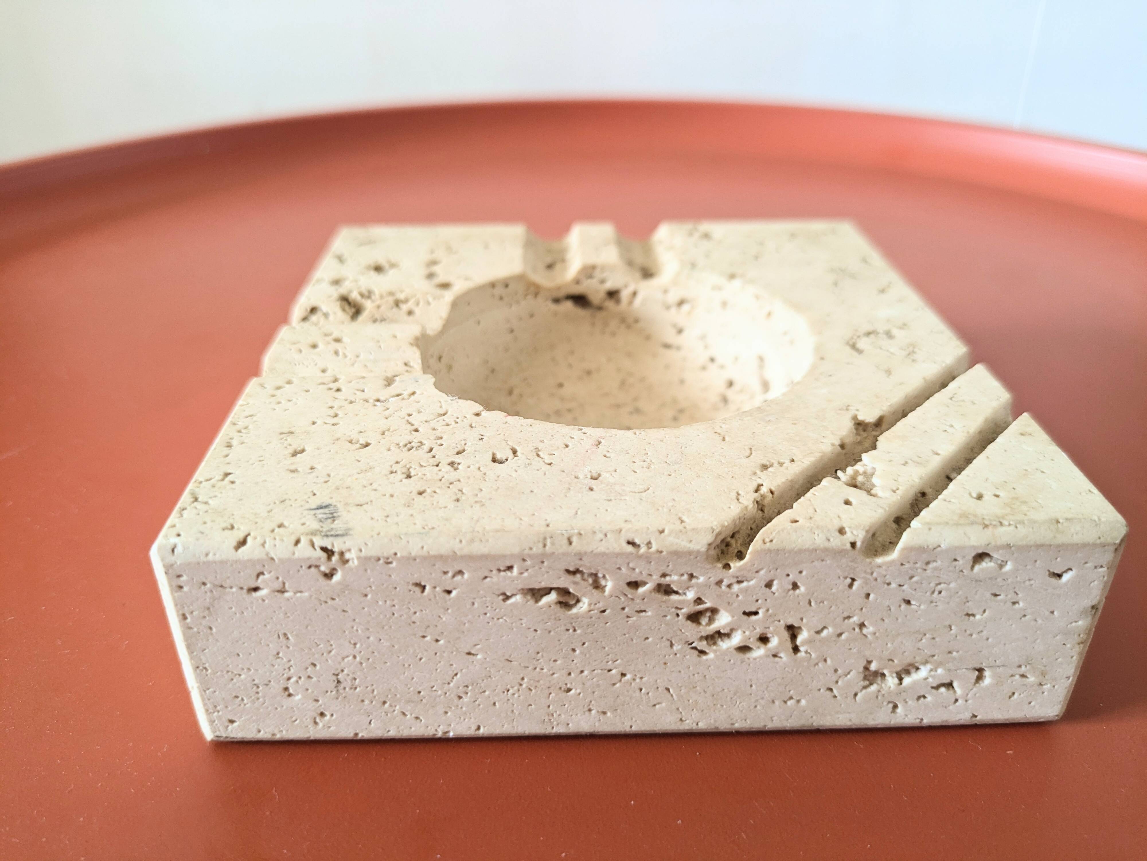 Vintage travertine ashtray by Cerri Nestor 70s