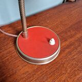 Vintage articulated desk lamp in red lacquered metal, 1950s