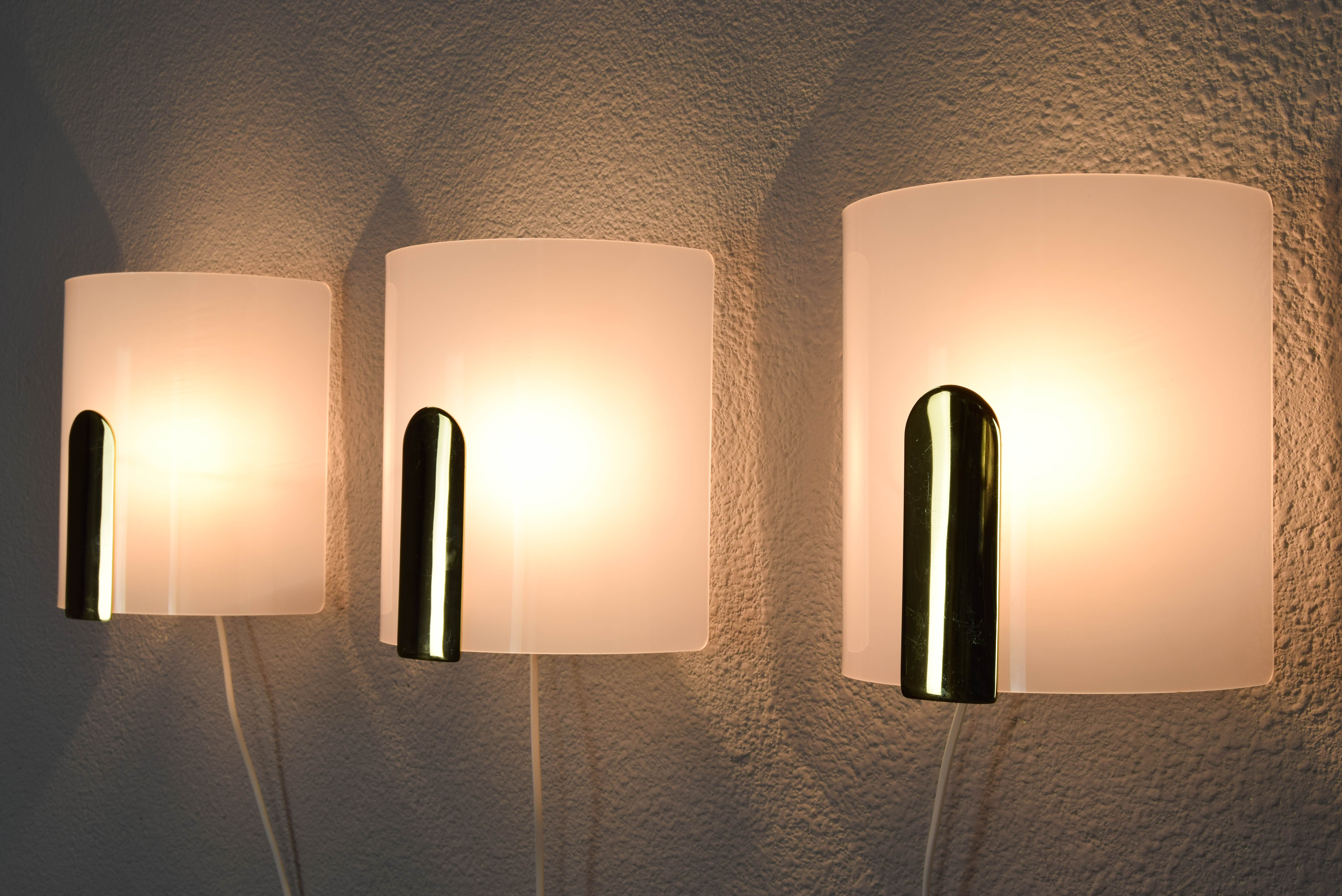 Mid-Century Modern Lucite and Brass Sconces by Metalarte, Spain, 1980