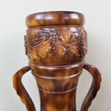 Important carved wooden jar