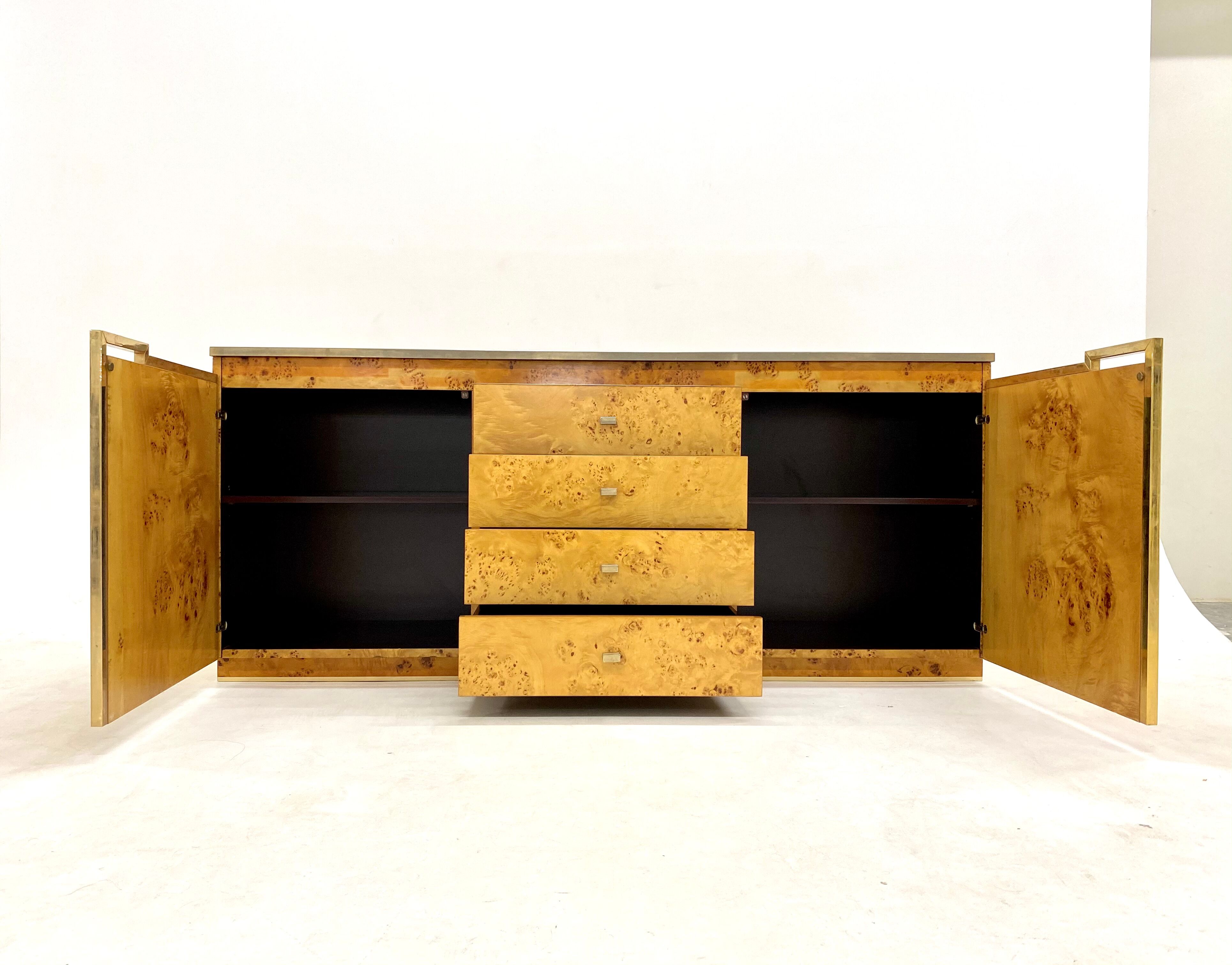 Sideboard glass and brass, circa 1970