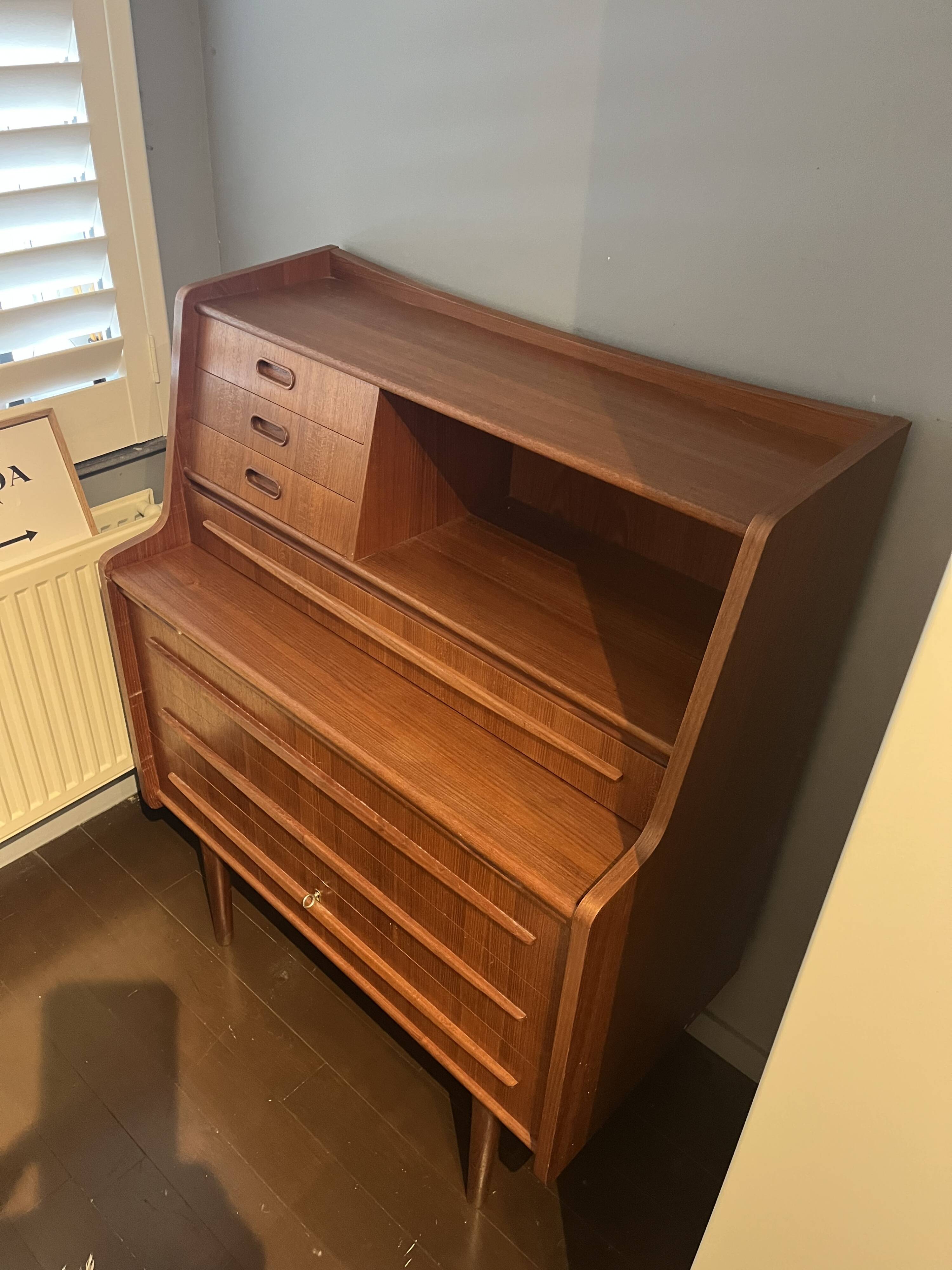 Danish multifunctional secretary (1960s) with desk and dressing table.