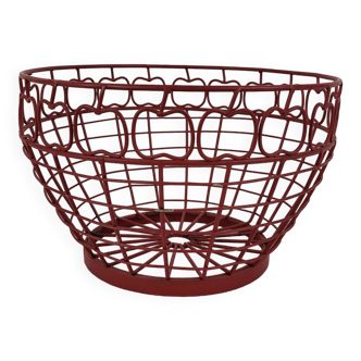 Red metal fruit basket