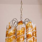 Italian Design "Twisters" Round Chandelier by Mazzega, 1970