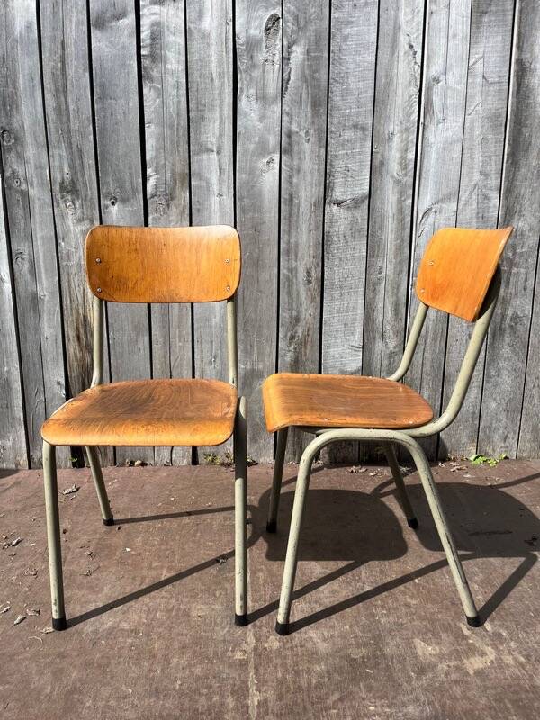Vintage military chair Tubax in wood and metal, 1960s