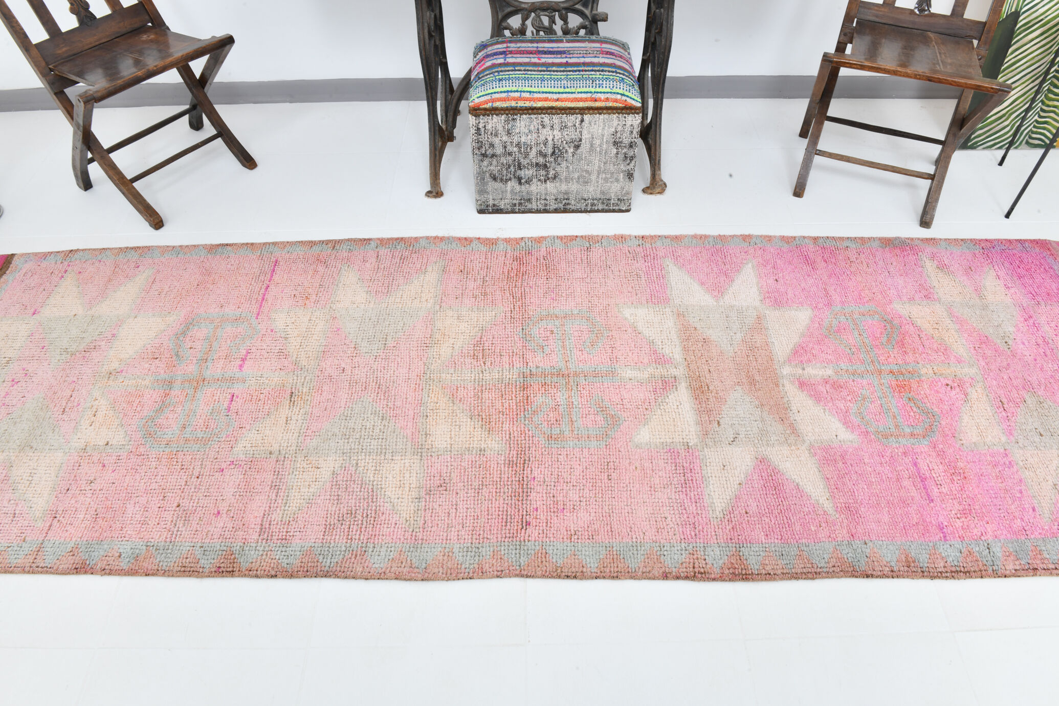 3x11 pale pink vintage runner rug 104x328cm