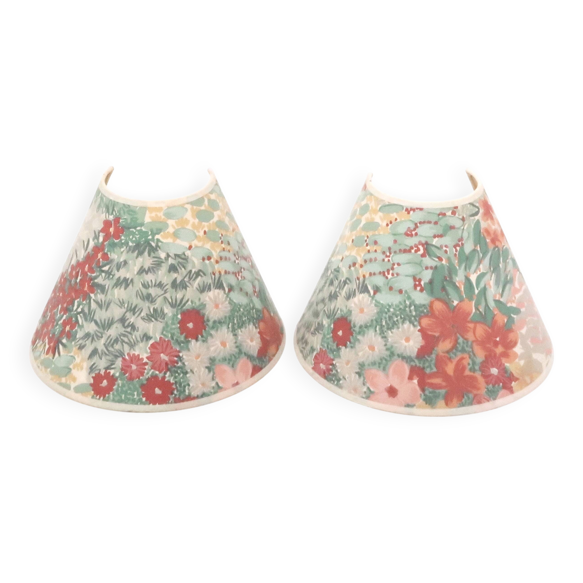 Pair of lampshades for wall lights in floral fabric, 1990s