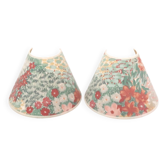 Pair of lampshades for wall lights in floral fabric, 1990s