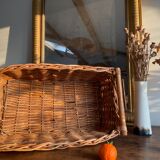 Vintage rectangular wicker and wood