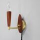 Mid-century Danish teak and brass wall lights, pair, 1960s