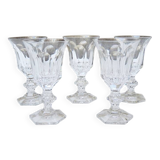 5 Verres à Pied en Cristal de Style Metternich H 13 cm