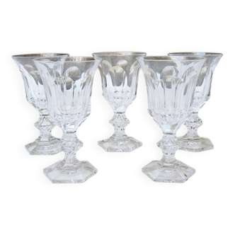 5 Metternich Style Crystal Stemmed Glasses H 13 cm