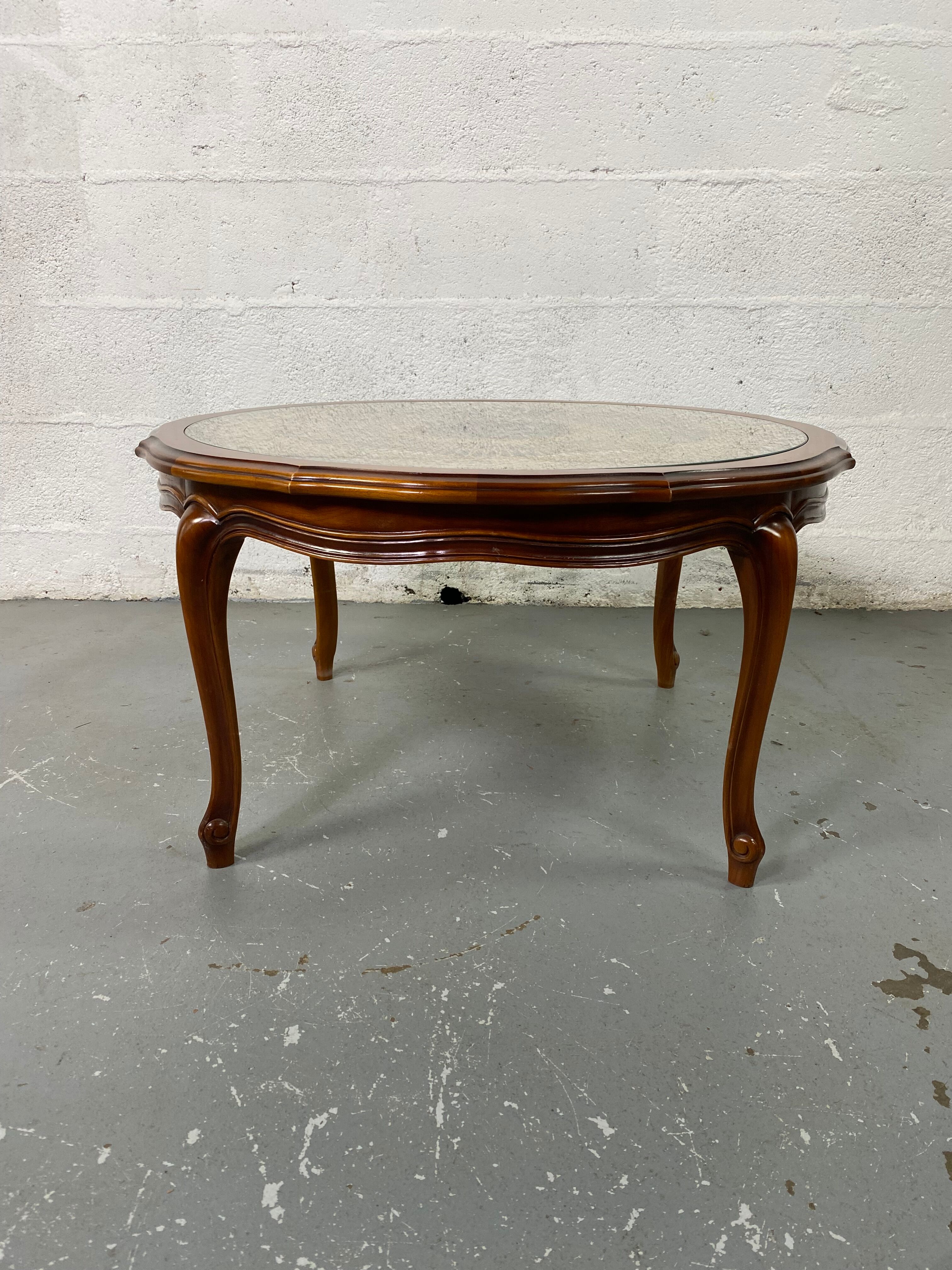 Chippendale Coffee Table in Wood, Canning and Glass